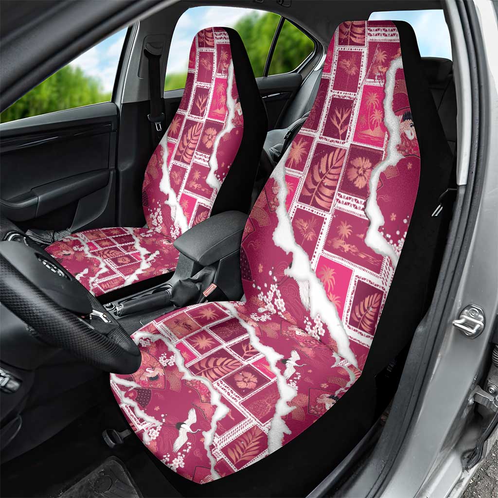 Hawaii Japanese Culture Pink Car Seat Cover Spring Cranes Aloha Pattern