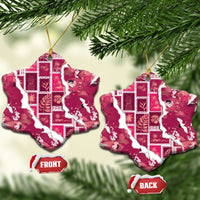 Hawaii Japanese Culture Pink Ceramic Ornament Spring Cranes Aloha Pattern LT01 Snow Flake Pink - Polynesian Pride