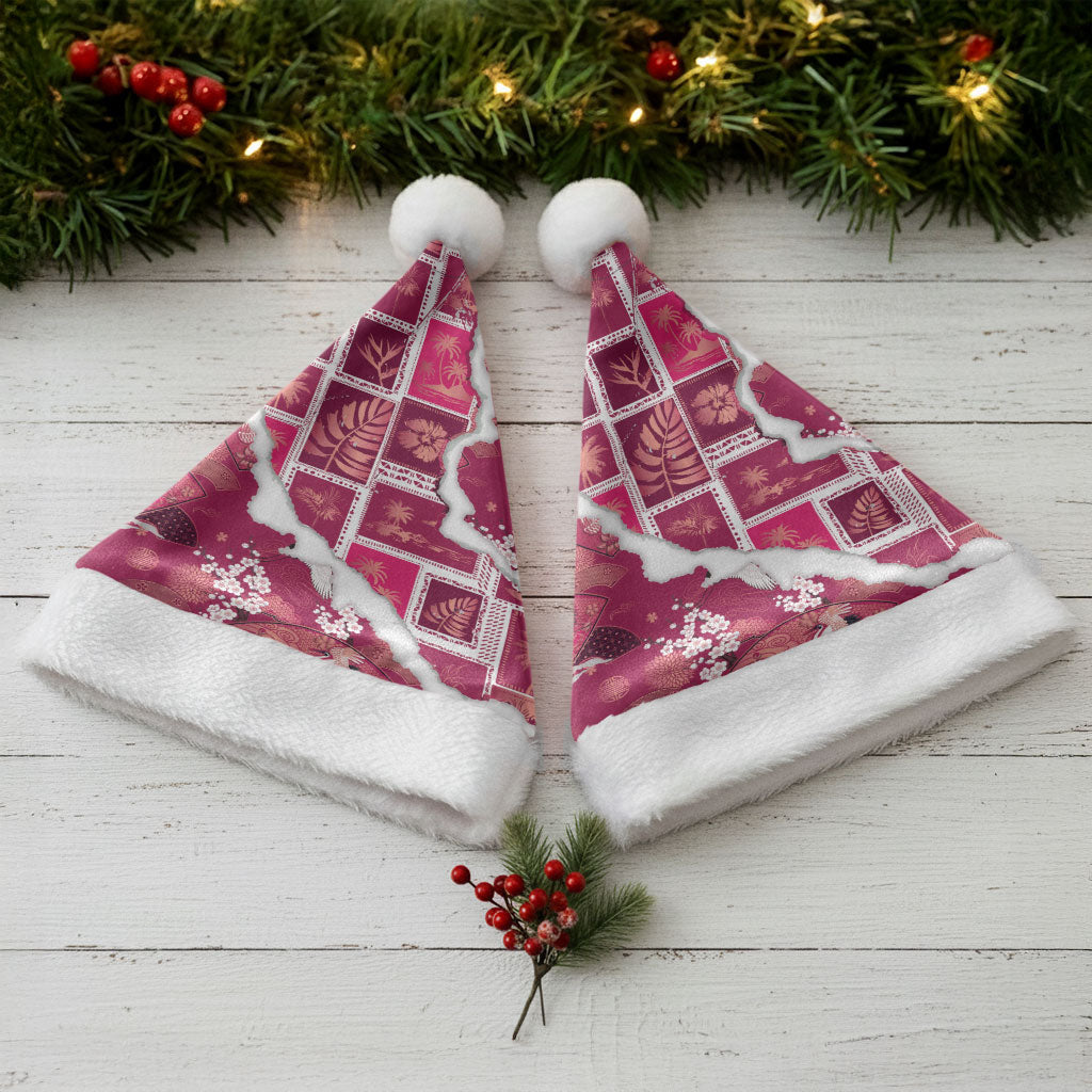 Hawaii Japanese Culture Pink Christmas Santa Hat Spring Cranes Aloha Pattern LT01 - Polynesian Pride