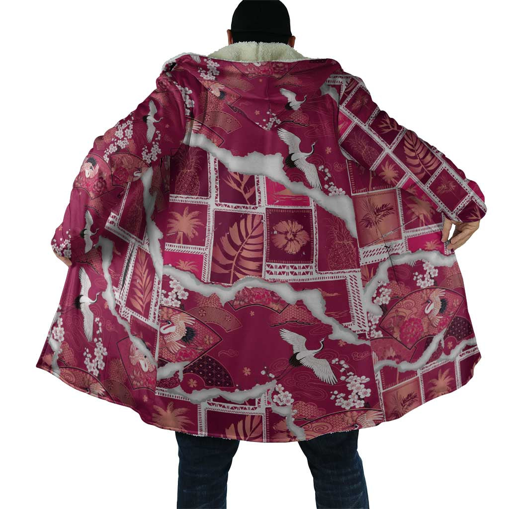 Hawaii Japanese Culture Pink Cloak Spring Cranes Aloha Pattern