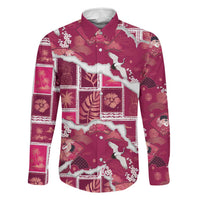 Hawaii Japanese Culture Pink Family Matching Off Shoulder Maxi Dress and Hawaiian Shirt Spring Cranes Aloha Pattern