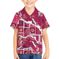 Hawaii Japanese Culture Pink Family Matching Off Shoulder Short Dress and Hawaiian Shirt Spring Cranes Aloha Pattern