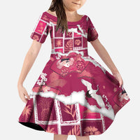 Hawaii Japanese Culture Pink Family Matching Short Sleeve Bodycon Dress and Hawaiian Shirt Spring Cranes Aloha Pattern LT01 Daughter's Dress Pink - Polynesian Pride