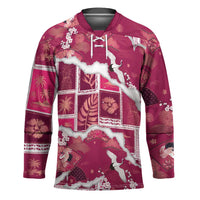 Hawaii Japanese Culture Pink Hockey Jersey Spring Cranes Aloha Pattern