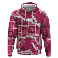 Hawaii Japanese Culture Pink Hoodie Spring Cranes Aloha Pattern