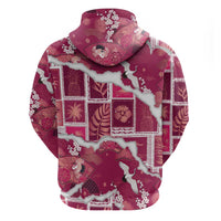 Hawaii Japanese Culture Pink Hoodie Spring Cranes Aloha Pattern