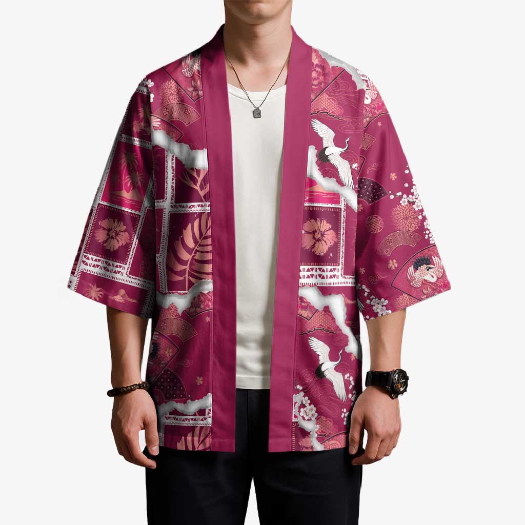 Hawaii Japanese Culture Pink Kimono Spring Cranes Aloha Pattern