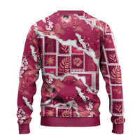 Hawaii Japanese Culture Pink Ugly Christmas Sweater Spring Cranes Aloha Pattern LT01 - Polynesian Pride