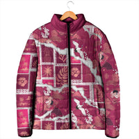 Hawaii Japanese Culture Pink Padded Jacket Spring Cranes Aloha Pattern