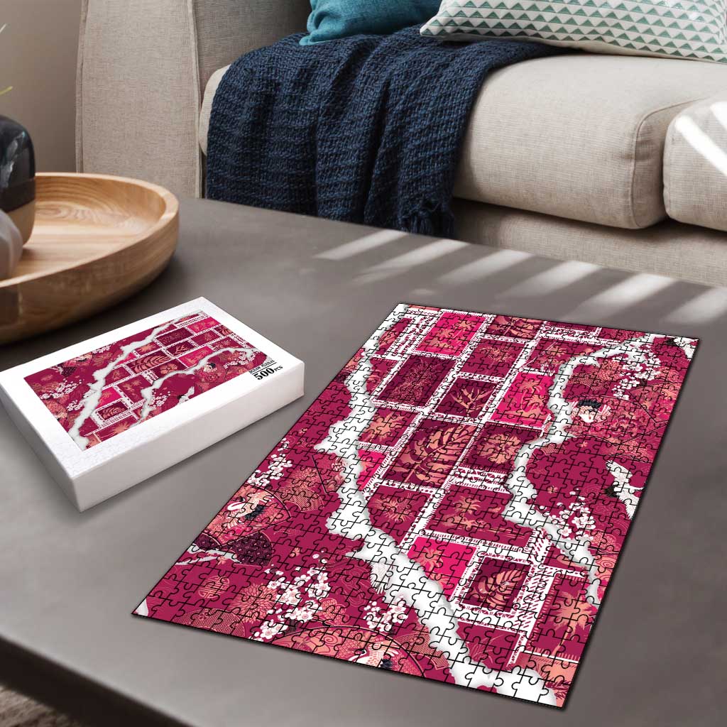Hawaii Japanese Culture Pink Puzzle Spring Cranes Aloha Pattern