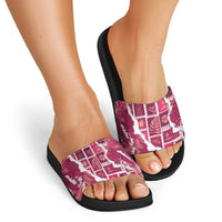 Hawaii Japanese Culture Pink Slide Sandals Spring Cranes Aloha Pattern