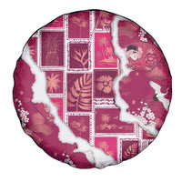 Hawaii Japanese Culture Pink Spare Tire Cover Spring Cranes Aloha Pattern