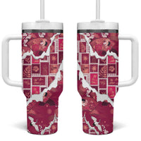 Hawaii Japanese Culture Pink Tumbler With Handle Spring Cranes Aloha Pattern