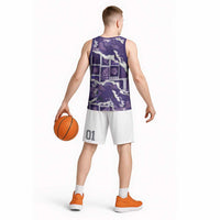 Hawaii Japanese Culture Purple Basketball Jersey Spring Cranes Aloha Pattern