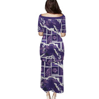 Hawaii Japanese Culture Purple Family Matching Puletasi and Hawaiian Shirt Spring Cranes Aloha Pattern
