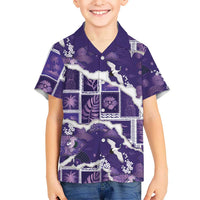 Hawaii Japanese Culture Purple Family Matching Puletasi and Hawaiian Shirt Spring Cranes Aloha Pattern