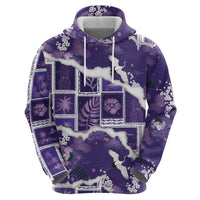 Hawaii Japanese Culture Purple Hoodie Spring Cranes Aloha Pattern