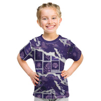 Hawaii Japanese Culture Purple Kid T Shirt Spring Cranes Aloha Pattern