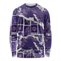 Hawaii Japanese Culture Purple Long Sleeve Shirt Spring Cranes Aloha Pattern
