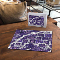 Hawaii Japanese Culture Purple Puzzle Spring Cranes Aloha Pattern