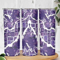 Hawaii Japanese Culture Purple Skinny Tumbler Spring Cranes Aloha Pattern