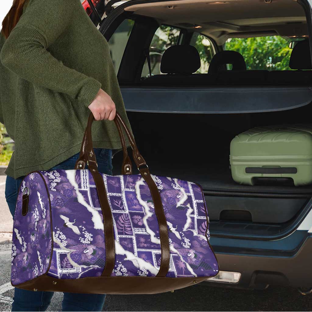 Hawaii Japanese Culture Purple Travel Bag Spring Cranes Aloha Pattern