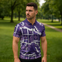 Hawaii Japanese Culture Purple Zipper Polo Shirt Spring Cranes Aloha Pattern