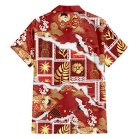 Hawaii Japanese Culture Red Hawaiian Shirt Spring Cranes Aloha Pattern