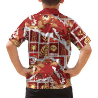 Hawaii Japanese Culture Red Kid Hawaiian Shirt Spring Cranes Aloha Pattern