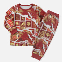 Hawaii Japanese Culture Red Christmas Pajama Set Spring Cranes Aloha Pattern LT01 Men Red - Polynesian Pride