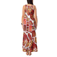 Hawaii Japanese Culture Red Tank Maxi Dress Spring Cranes Aloha Pattern