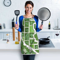 Hawaii Japanese Culture Sage Green Apron Spring Cranes Aloha Pattern