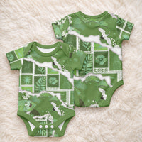 Hawaii Japanese Culture Sage Green Baby Onesie Spring Cranes Aloha Pattern LT01 - Polynesian Pride