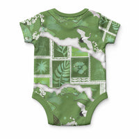 Hawaii Japanese Culture Sage Green Baby Onesie Spring Cranes Aloha Pattern LT01 - Polynesian Pride