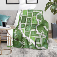 Hawaii Japanese Culture Sage Green Blanket Spring Cranes Aloha Pattern