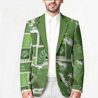 Hawaii Japanese Culture Sage Green Blazer Spring Cranes Aloha Pattern