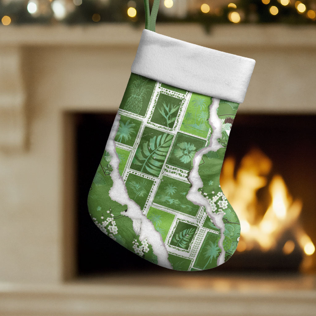 Hawaii Japanese Culture Sage Green Christmas Stocking Spring Cranes Aloha Pattern LT01 Set of 2 Sage - Polynesian Pride