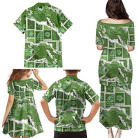 Hawaii Japanese Culture Sage Green Family Matching Puletasi and Hawaiian Shirt Spring Cranes Aloha Pattern
