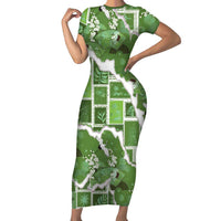 Hawaii Japanese Culture Sage Green Family Matching Short Sleeve Bodycon Dress and Hawaiian Shirt Spring Cranes Aloha Pattern LT01 Mom's Dress Sage - Polynesian Pride