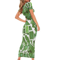 Hawaii Japanese Culture Sage Green Family Matching Short Sleeve Bodycon Dress and Hawaiian Shirt Spring Cranes Aloha Pattern LT01 - Polynesian Pride