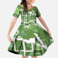Hawaii Japanese Culture Sage Green Family Matching Tank Maxi Dress and Hawaiian Shirt Spring Cranes Aloha Pattern LT01 Daughter's Dress Sage - Polynesian Pride