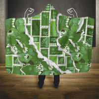 Hawaii Japanese Culture Sage Green Hooded Blanket Spring Cranes Aloha Pattern