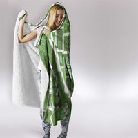 Hawaii Japanese Culture Sage Green Hooded Blanket Spring Cranes Aloha Pattern