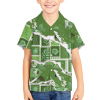 Hawaii Japanese Culture Sage Green Kid Hawaiian Shirt Spring Cranes Aloha Pattern
