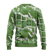 Hawaii Japanese Culture Sage Green Ugly Christmas Sweater Spring Cranes Aloha Pattern LT01 - Polynesian Pride