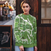 Hawaii Japanese Culture Sage Green Ugly Christmas Sweater Spring Cranes Aloha Pattern LT01 - Polynesian Pride