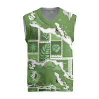 Hawaii Japanese Culture Sage Green Christmas Knitted V-Neck Vest Spring Cranes Aloha Pattern LT01 Sage - Polynesian Pride