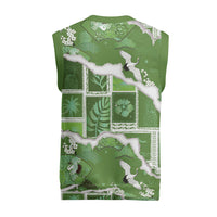 Hawaii Japanese Culture Sage Green Christmas Knitted V-Neck Vest Spring Cranes Aloha Pattern LT01 - Polynesian Pride