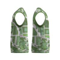 Hawaii Japanese Culture Sage Green Christmas Knitted V-Neck Vest Spring Cranes Aloha Pattern LT01 - Polynesian Pride