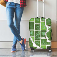 Hawaii Japanese Culture Sage Green Luggage Cover Spring Cranes Aloha Pattern